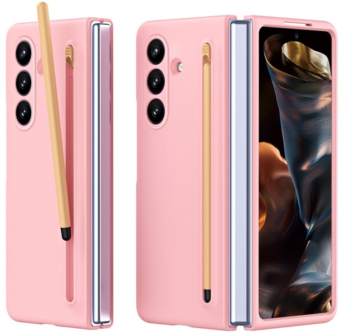 Lunso Geschikt voor Samsung Galaxy Z Fold 7 backcover hoes met Stylus & screenprotector - Roze