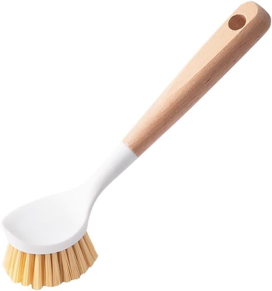 Waspot Borstel Huishoudelijke Keuken Lange Handvat Wassen Pot Borstel Niet Schaden De Pot Lijkt niet Olie Wassen Pot Artefacten Houten Handvat ontsmetting Reinigingsborstel24.5CM