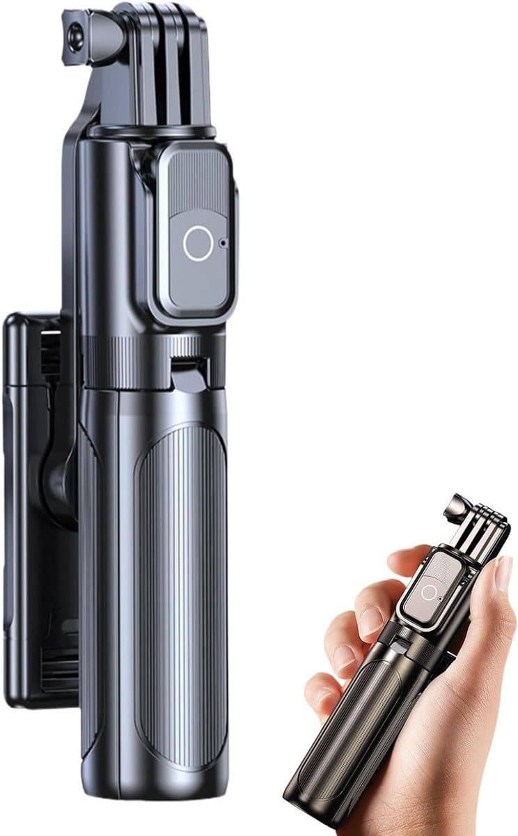Selfie Stick - Handstatief Stabilisator - Foto Video Maken - Draadloze Afstandsbediening - 75 cm Uitklapbaar - Zwart