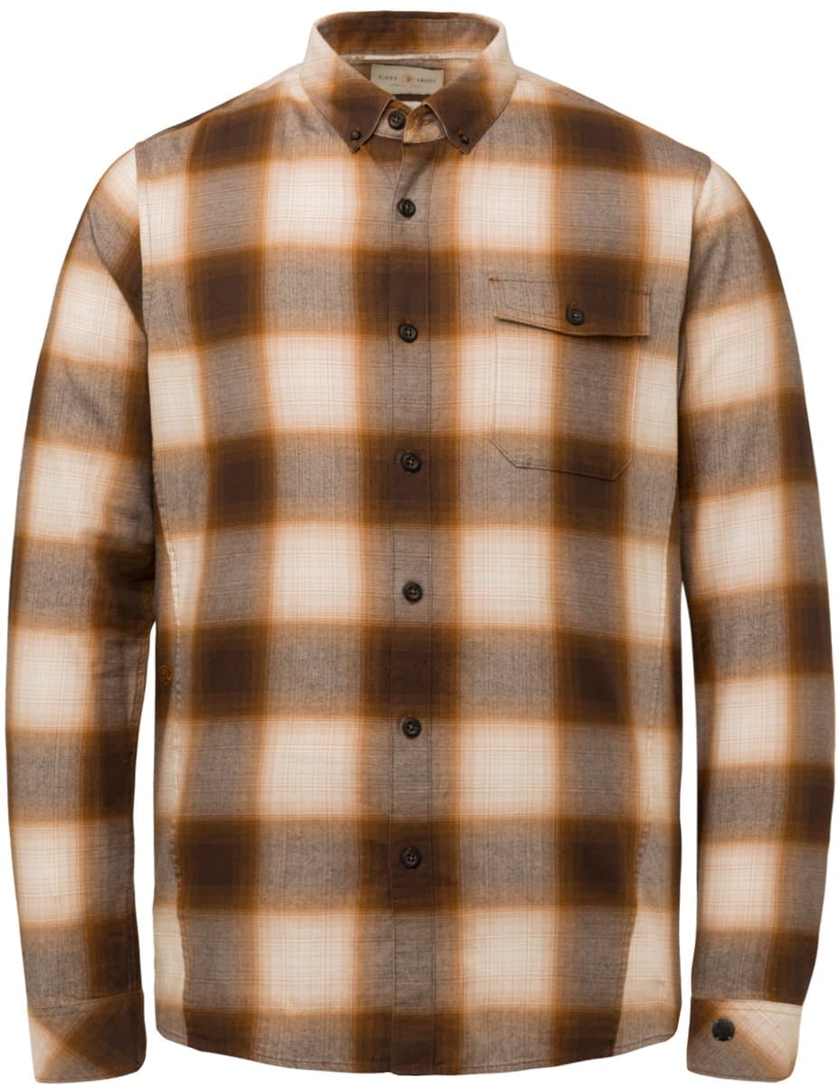 Cast Iron - Overhemd Ruit Bruin - S - Heren - Slim-fit