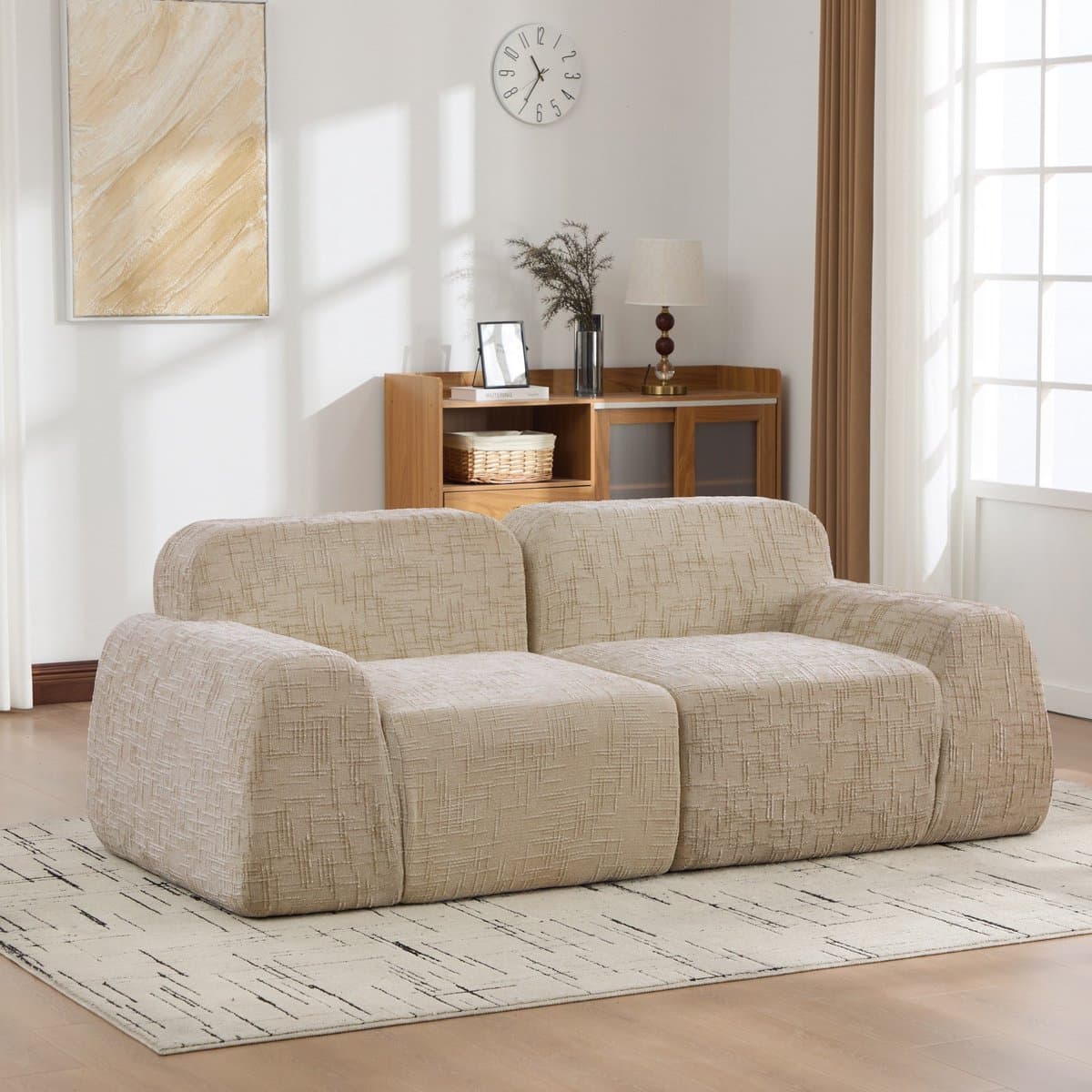 MIVRAY Modulaire Zitbank - Compact Formaat - Zonder Montage en Extra Zacht Comfort - Voor Woonkamer en Logeerkamer - Chenille Lichtkhaki