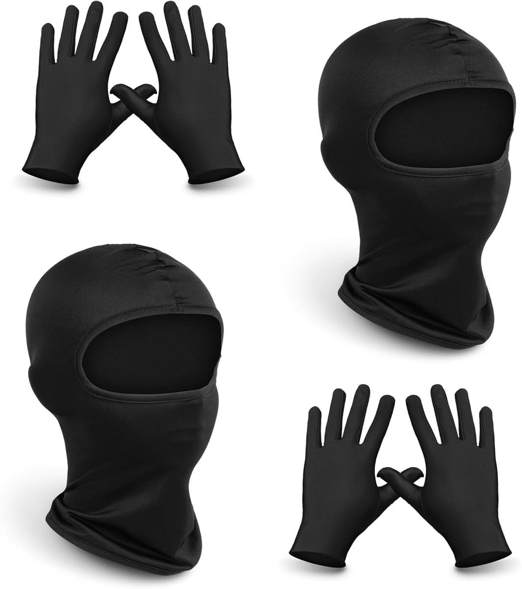 Winter Balaclava Set met Winddichte Hoed, Gezichtsmasker, Handschoenen en Zonnebril voor Skiën, Motortocht en Carnaval, Ademend en Elastisch, 6 Stuks