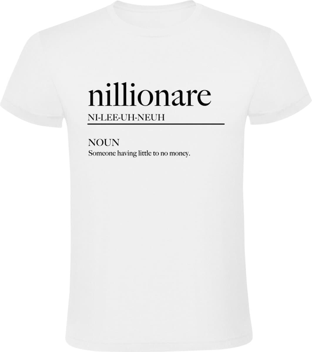 Nillionare Woordenboek Heren T-shirt - geen geld - blut - portemonnee - humor - grappig