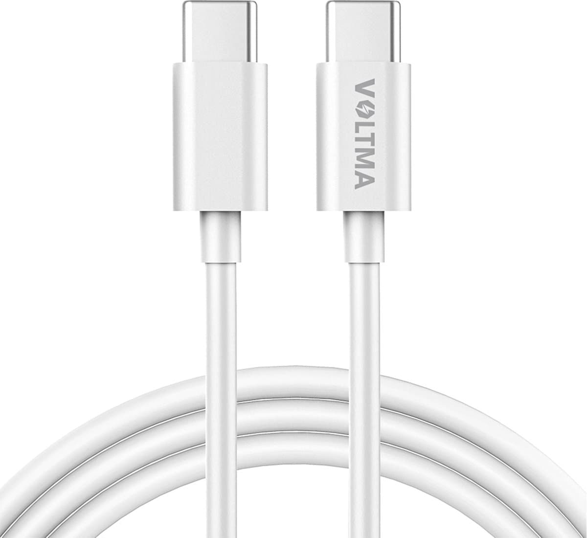 Voltma PHS60CC usb-c naar usb-c kabel - 1,2 m USB C naar USB C oplaadkabel - QC2.0 60W snellaadkabel - Bestand tegen meer dan 8000 bochten - geschikt voor smartphones, Samsung, tablets en laptops - Wit