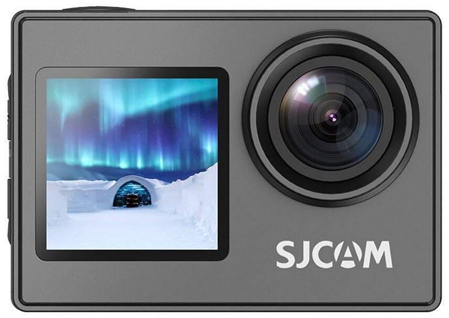 SJCAM SJ4000 Actioncamera met dubbel scherm, 4K video, 2,0 inch lcd met 1,3 inch selfiescherm, 170° groothoek, f/2.2 diafragma, EIS-stabilisatie, 30 m waterdicht met behuizing, 80 min. opnemen, compact 5,9 x 4,2 x 3 cm, 16 MP foto voor buitensport, fietse
