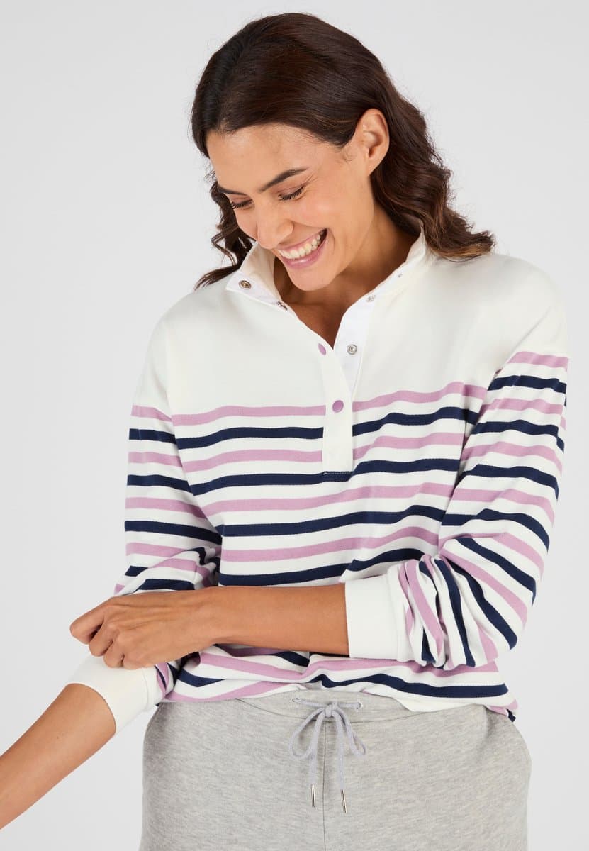 Damart - Sweater in marinière-stijl - Dames - Wit - XS