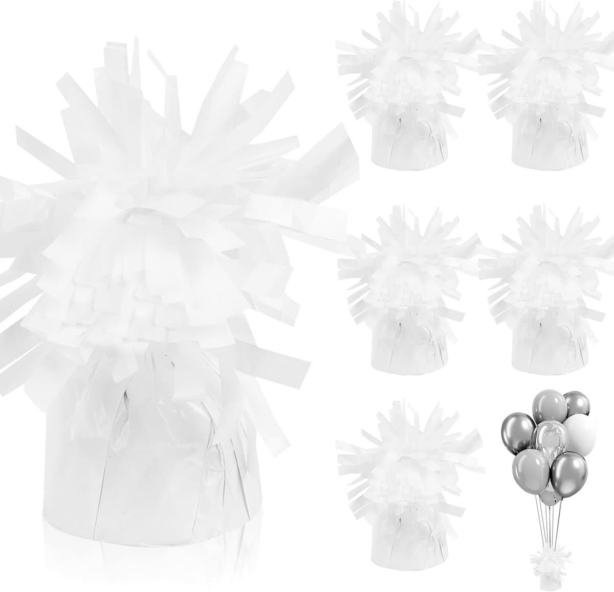 6x Zware Ballongewichten Wit 170g voor Helium en Luchtballonnen - Ideaal voor Feestdecoratie