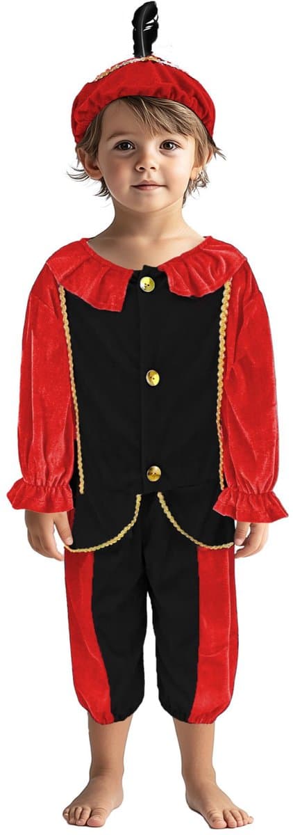 Pietenpak Zwart/Rood 110-116 Cm