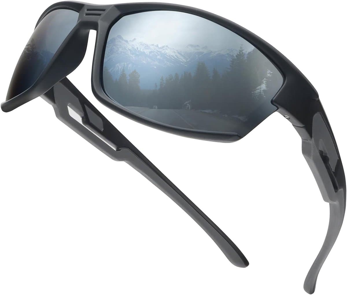 Sportzonnebril Ultra Licht - Grijze Frame - Gepolariseerde Zilver Lens - Perfect voor Fietsen - ShopVlot