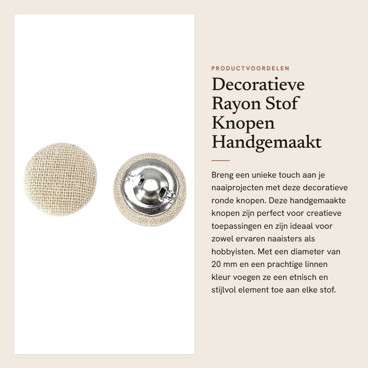 Dailygoods- Knopen 10 Stuks - Decoratieve Houten Knopen - Ronde 2 Gaten - Naaien - Ambacht - Diameter 20 mm - Naaiknopen