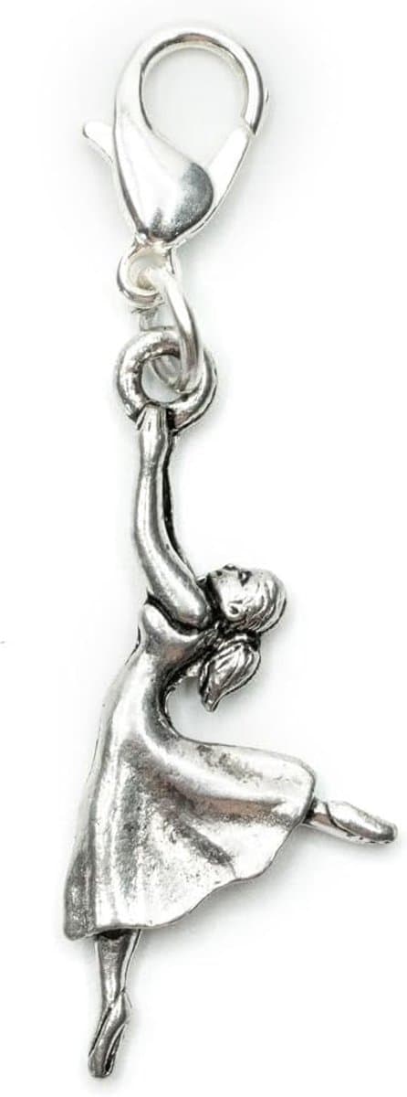 Ballerina ballet charm hanger bedelarmband dansen blik op - handgemaakte modesieraden I kettinghanger verzilverd - bedelarmband - hanger voor armband, 30 mm, Metaal