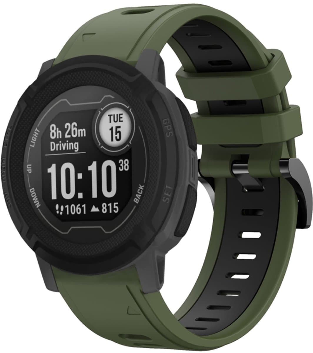 For Garmin Instinct 22mm Two-Color Sports Silicone Watch Band(Army Green + Black)