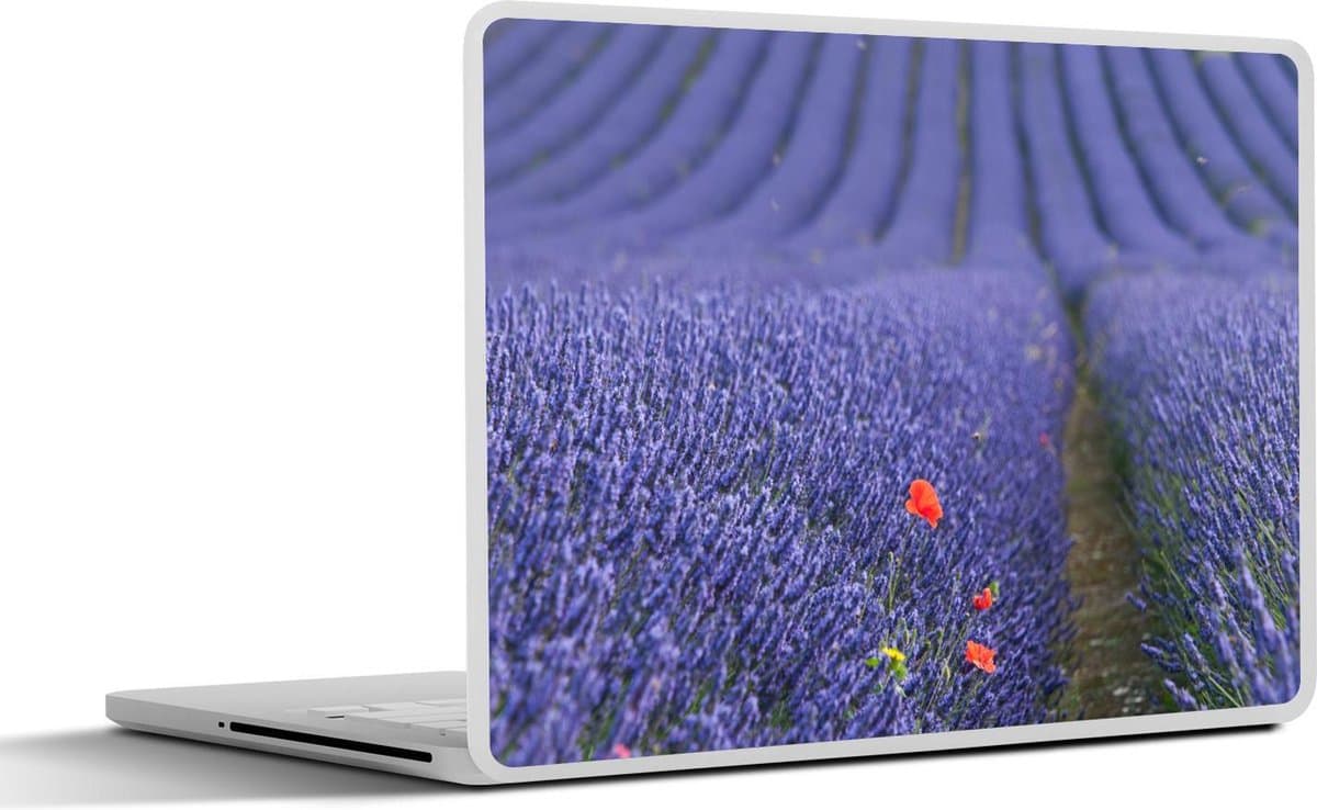 Laptop sticker - 10.1 inch - Lavendel - Klaproos - Bloemenweide - 25x18cm - Laptopstickers - Laptop skin - Cover