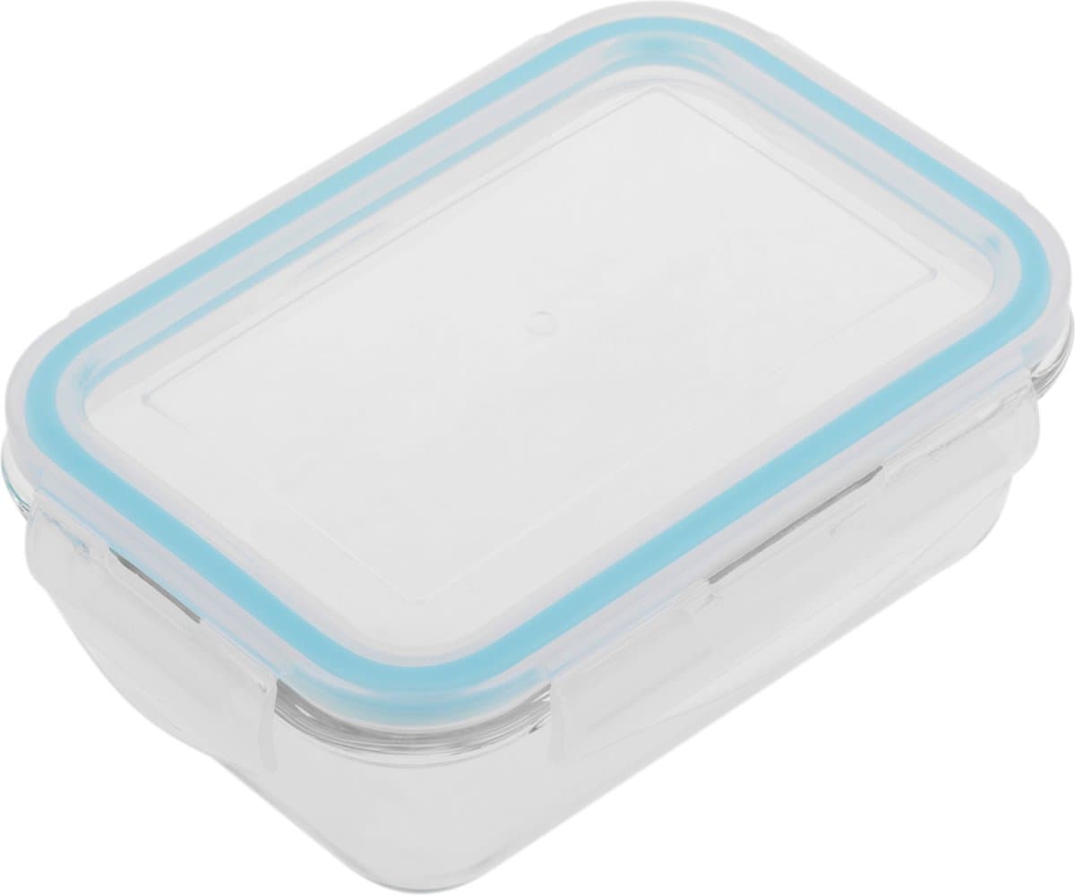 PrimeMatik - Rechthoekige 330 ml glazen voedselcontainer met luchtdichte sluiting