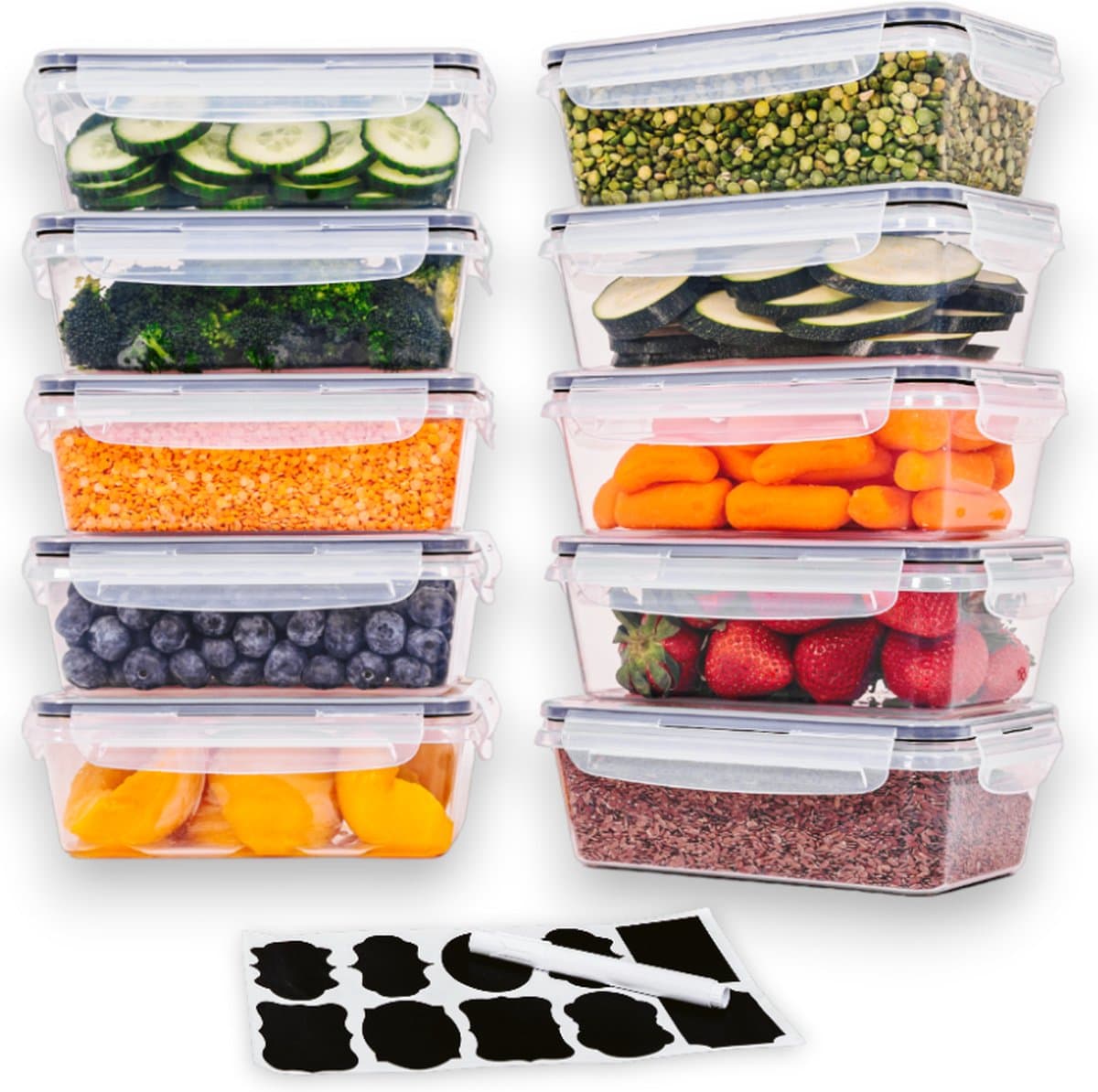 TidyHome® Vershoudbakjes 1 Liter – Set van 10 Stuks – Meal Prep Bakjes - Geschikt Voor Magnetron, Vriezer en Vaatwasser - Koelkast Bakjes - Opbergbak – Bewaarbakjes - Luchtdicht– Transparant – BPA-Vrij