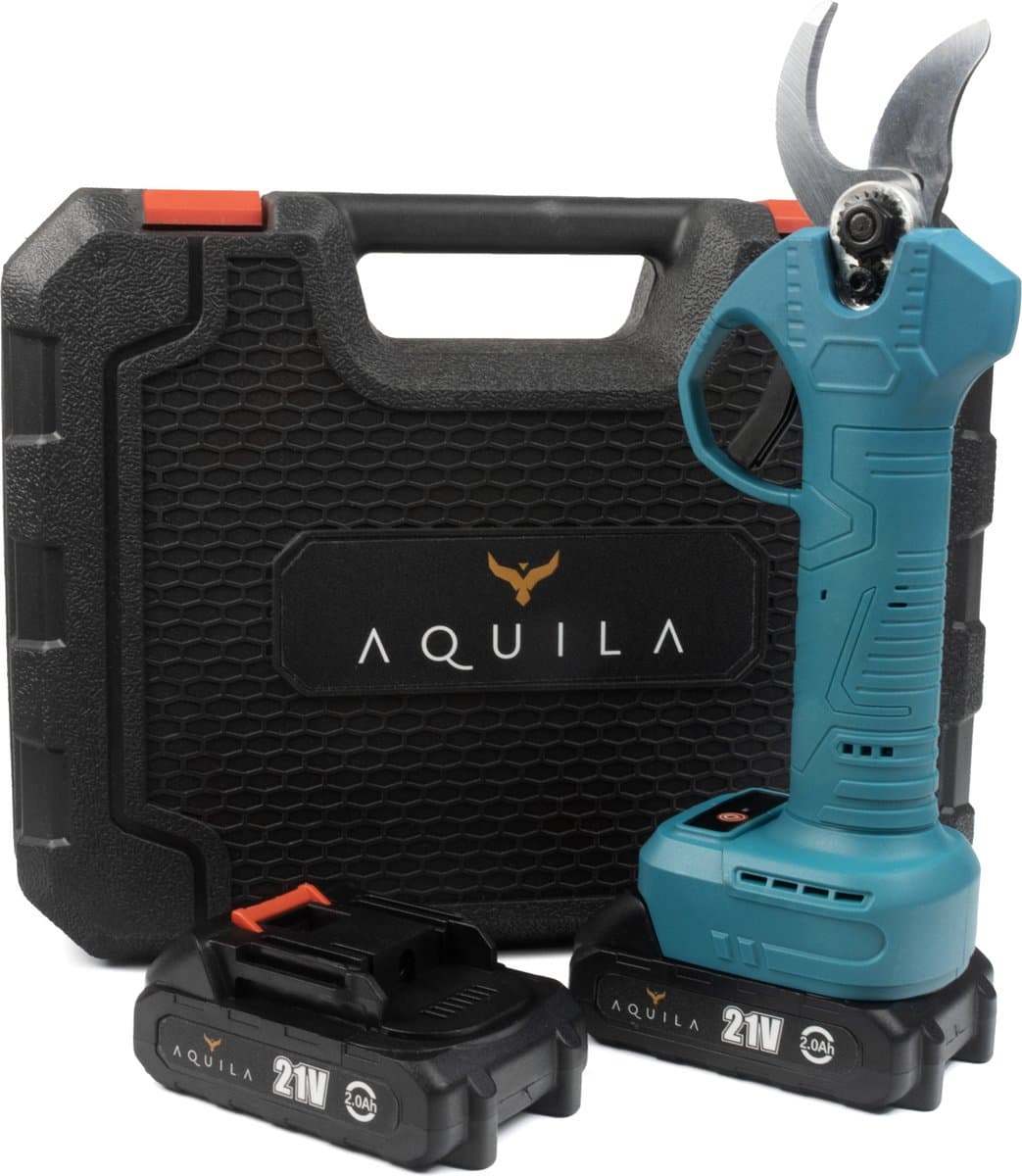 Aquila Elektrische Snoeischaar met Accu - Tuinschaar - Bloemenschaar - Electrische Snoeischaar met Accu - Snoeischaar Electrisch - Takkenschaar 32mm - Snoeischaar Accu 2x2000mAh - Borstelloze Motor - Koffer