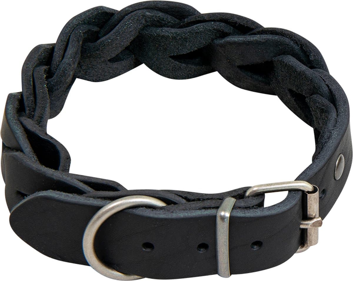 Animal Boulevard Ab30001 - Hals- En Leibanden - Hond - Ab Country Leather Gevlochten Halsband Zwart-25mmx40-46cm - Maat: 25mmx40-46cm - 205267