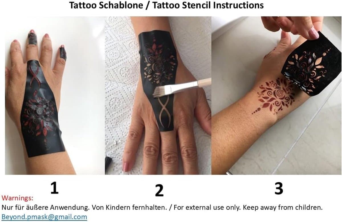 Sjabloon tattoo sjabloon 2 vellen set voor handbeschildering S106