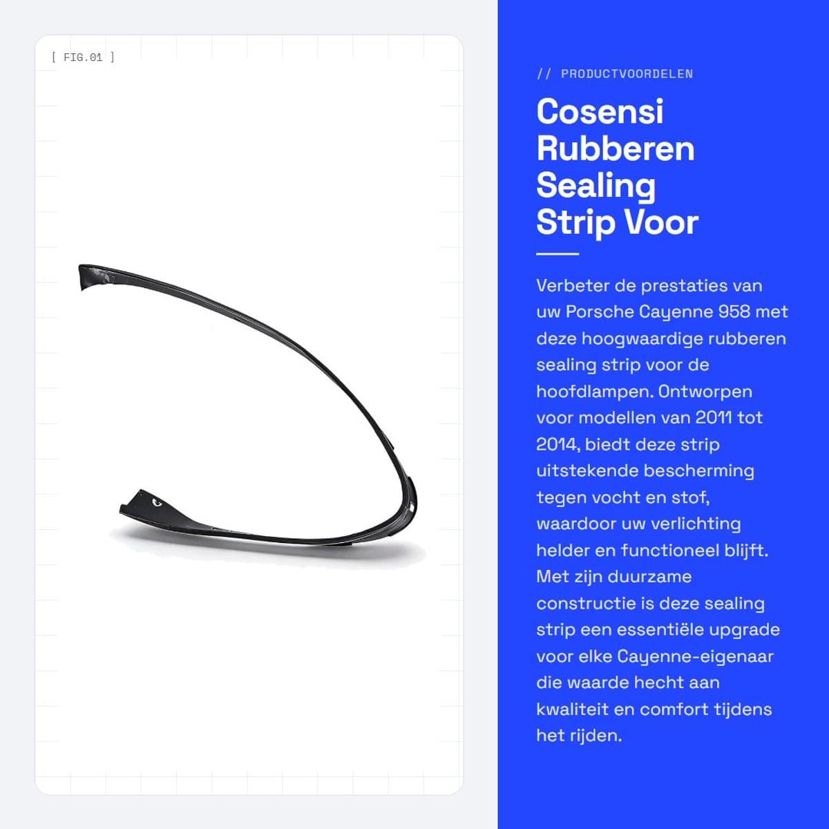 Dailygoods - Rubberen Sealing Strip Voor Hoofdlampen Porsche Cayenne 958 (2011-2014) - Waterdicht & Geluidsisolatie