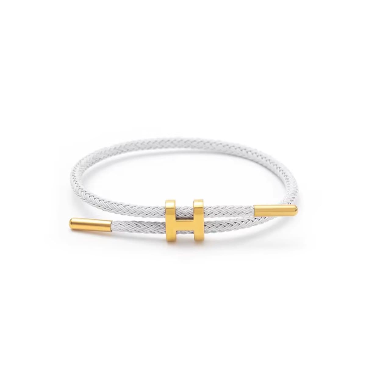 Vergulde H Gesp Armband RVS Unisex Wit – Verstelbare Armband – Cadeau voor Dames & Heren