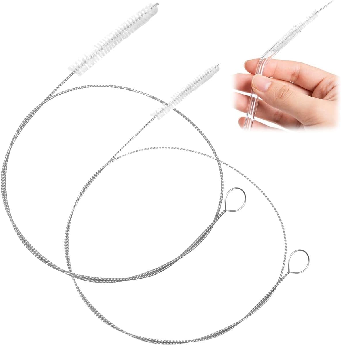 Thijox - Flexibele Reinigingsborstel Set 100 cm - Slangborstel, Flessenborstel & Rietborstel - Roestvrij Staal - Ideaal voor Koelkastreiniging, Verwar