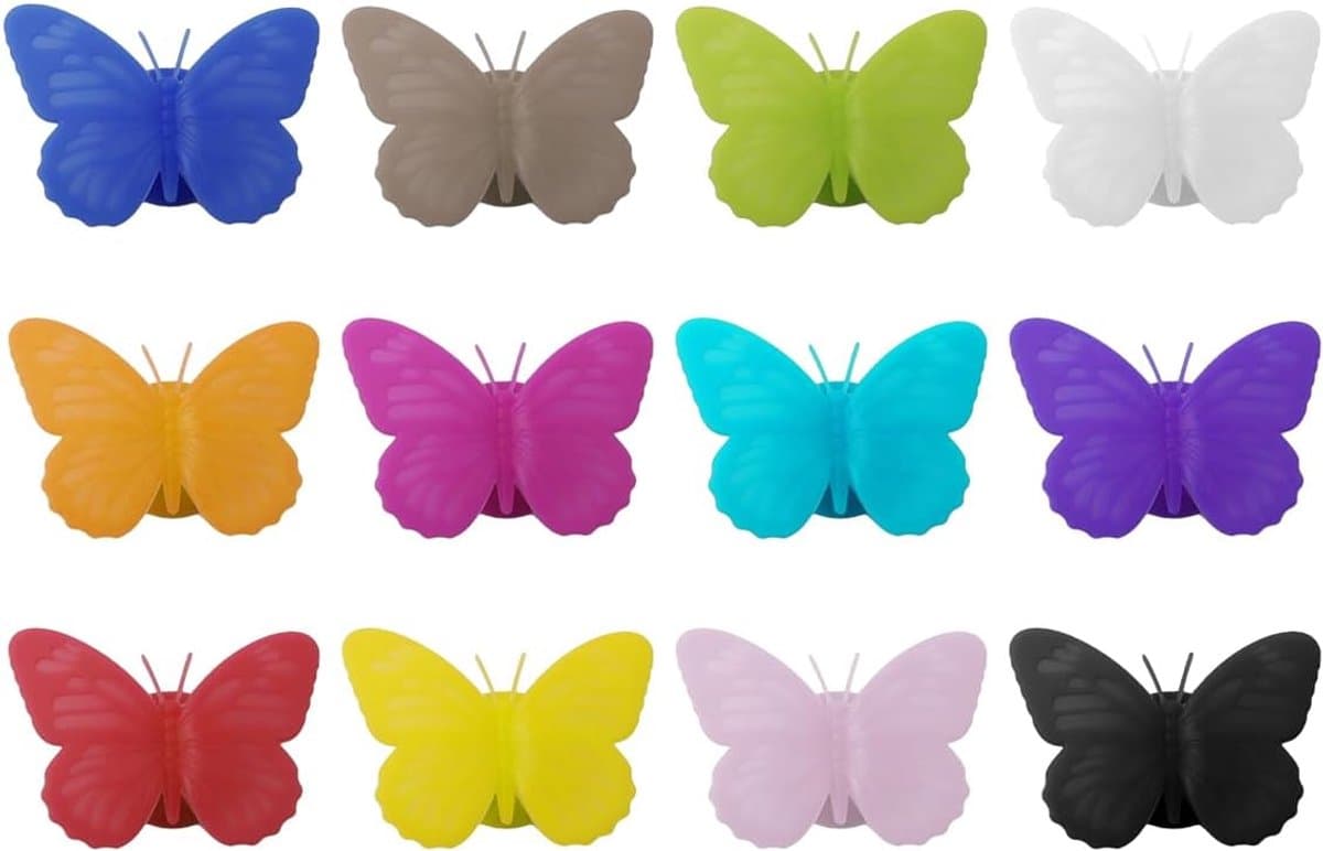 12 stuks siliconen barware glasmarkers vlinderbedels drankmarkers etiketten wijnglasdecoraties voor barfeest familiediner