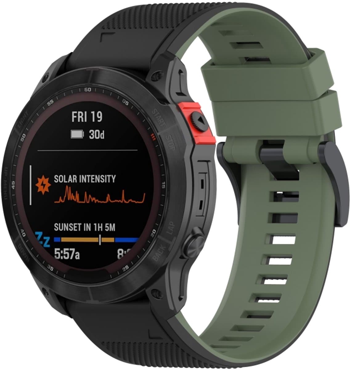 Voor Garmin Fenix 7 Tweekleurige siliconen horlogeband (zwart donkergroen)