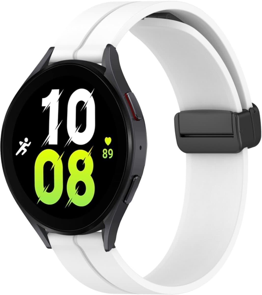 Voor Samsung Galaxy Watch 5 40mm 20mm Effen kleur magnetische sluiting siliconen horlogeband (wit)