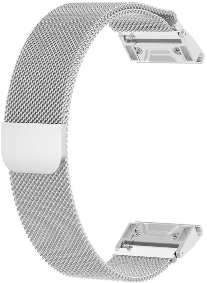 Voor Garmin Fenix 5 Milan metalen roestvrijstalen metalen horlogeband (zilver), maat: 26 mm
