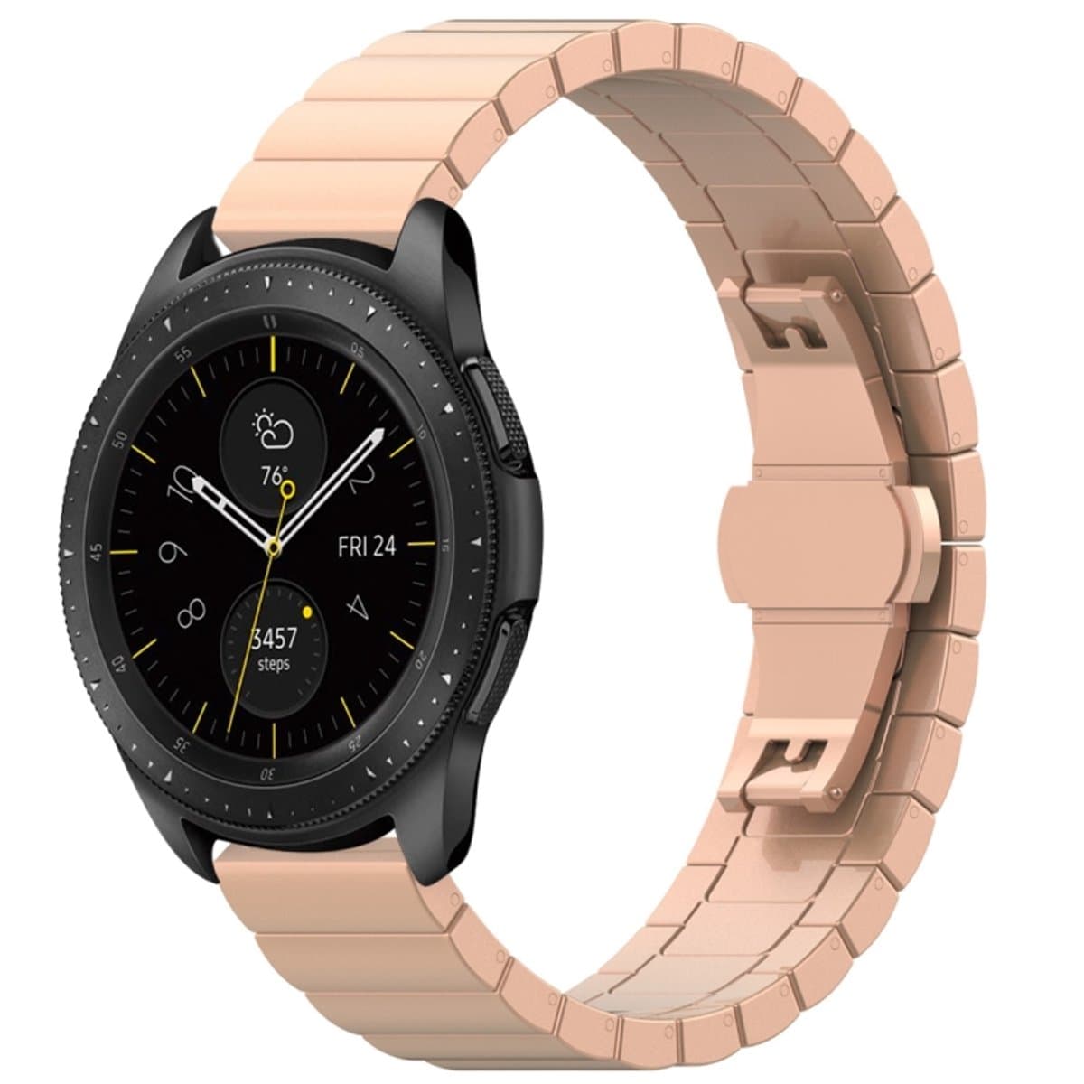 Voor Galaxy Watch 46 mm roestvrij stalen gesp met vlindergesp (roségoud)