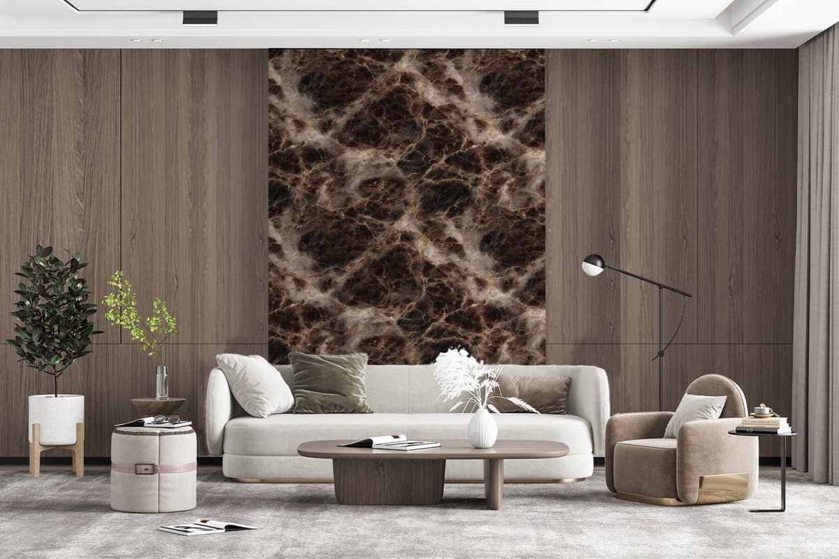 Behang - Fotobehang Bruin - Goud - Marmer - Breedte 155 cm x hoogte 240 cm
