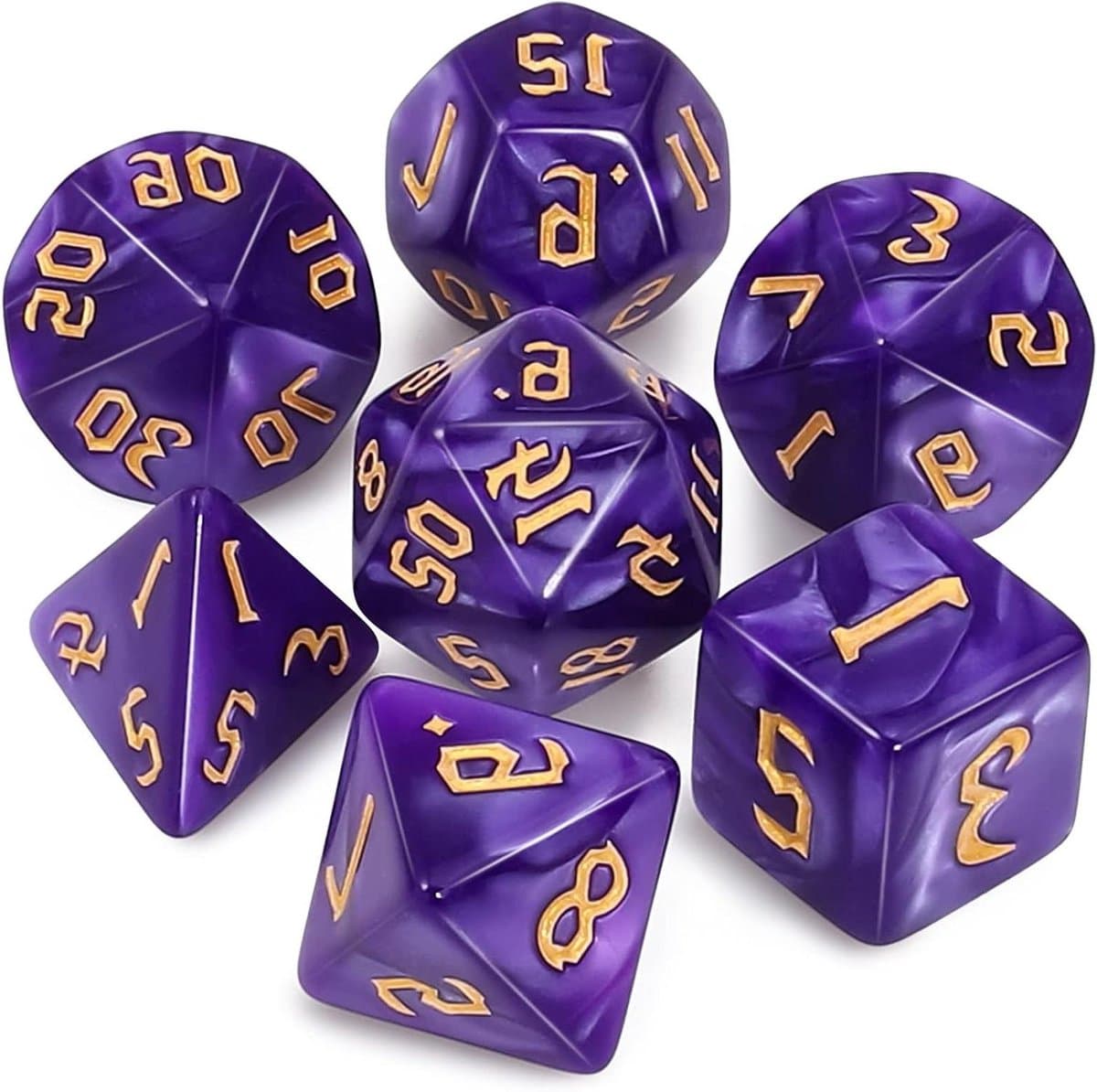 Polyhedral Dice Set - D&D Dobbelstenen - Tabletop RPG - 7 Stuks - 40 x 40 x 15 mm