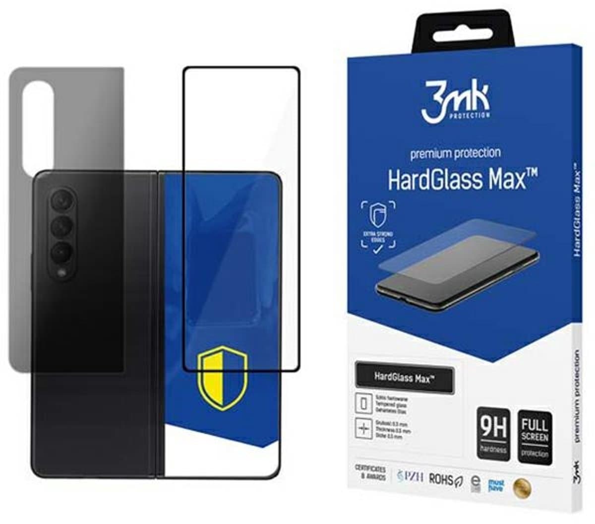 3MK HardGlass Max - Gehard Glas Screenprotector - Samsung Galaxy Z Fold 3 5G - Volledige Bedekking - Zwart