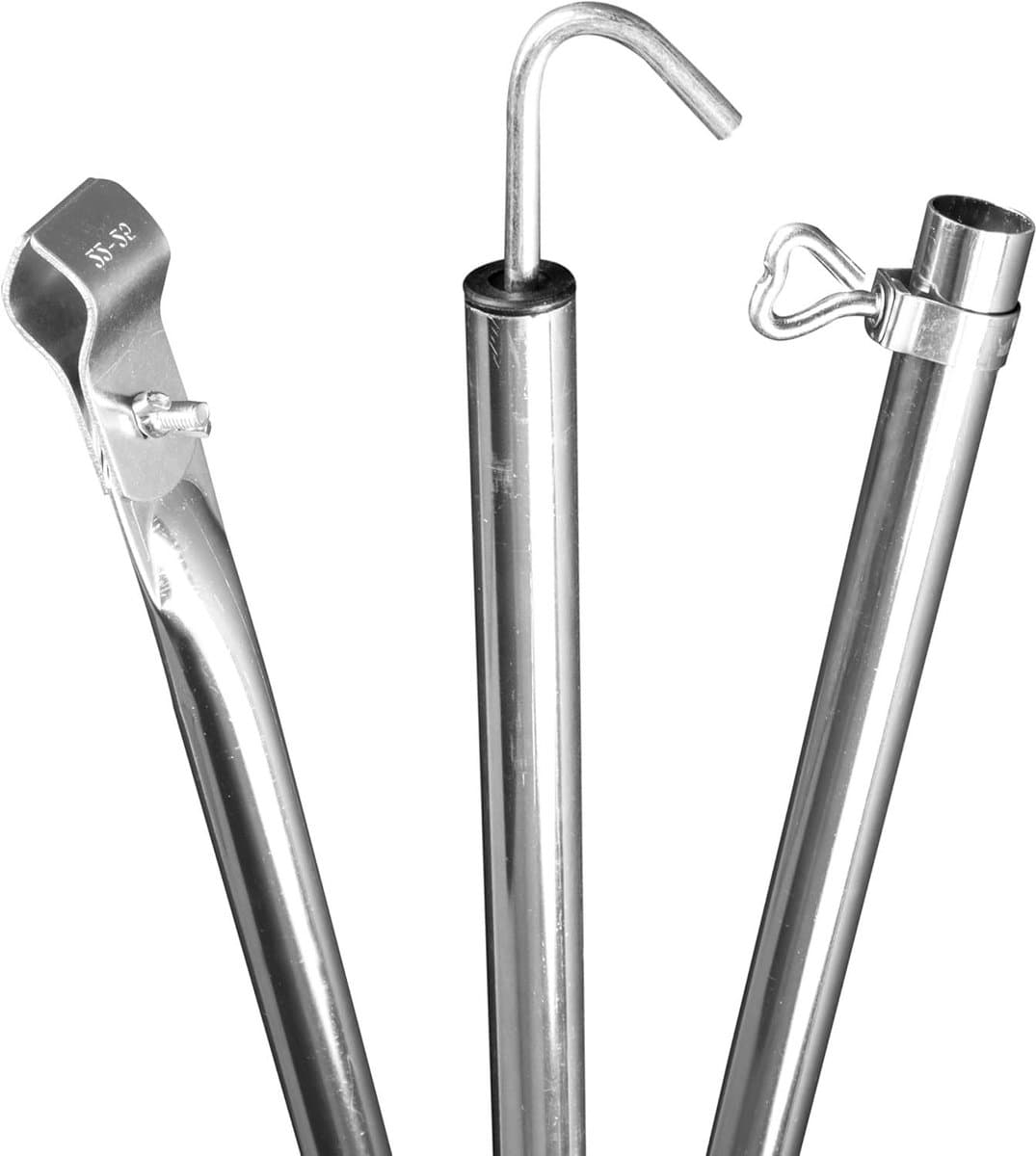 Dakhaakstang - Tentstang Stevig - Tent Opzetten - Met Klem En Haak - 190-290 cm - Staal