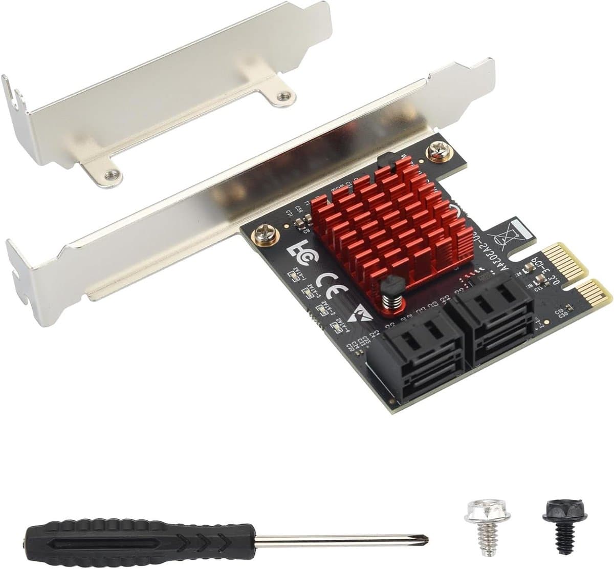 PCIe SATA Kaart - SATA Controller - Opslag Uitbreiden - 4 Poorten 6 Gbps - Inclusief Low-Profile - Zwart