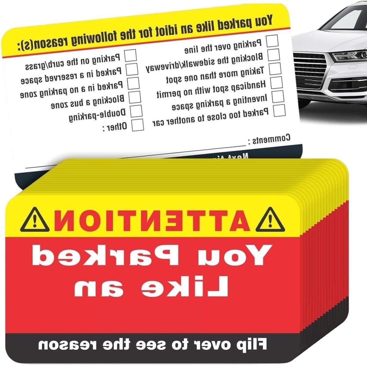 Parkeerkaarten - Parkeerherinneringen - Parkeergedrag Verbeteren - Grappige Herinnering - 8.9 x 5.1 cm - Wit