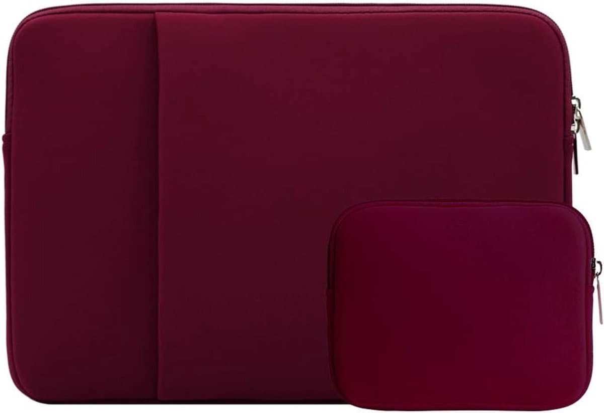 Beschermende 14 Inch Laptop Sleeve met Voorvak en Accessoire Tas voor Notebook en Chromebook (Rood)