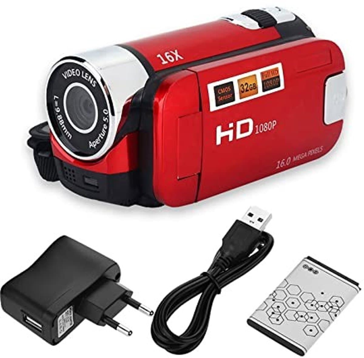 Allecto - Handheld Videocamcorder - Vlogging-camera - 16X Digitale Zoom - Rood - Full HD Camcorder - Geschikt voor Thuisgebruik - Akozon245s68oa3i-02