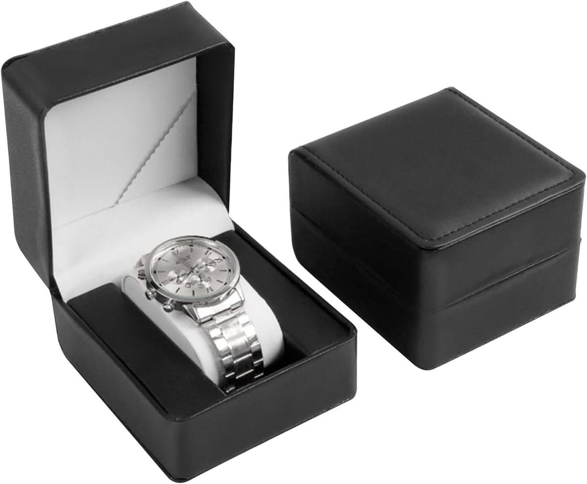 Individuele Horlogeopslagdoos met Verwijderbare Kussen voor Dames en Heren, PU Leer, Ideaal voor Horloges, Smartwatches en Armbanden (Zwart)