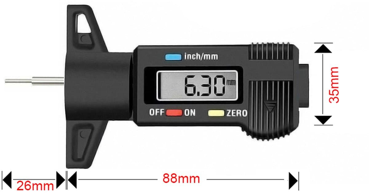 Cestovet Banden Dieptemeter - profieldiepte schuifmaat - digitaal LCD - 0-25,4 mm