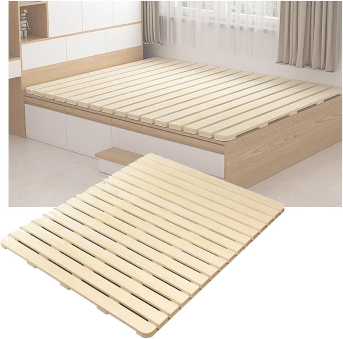 Massief Houten Bedplank - Matras Ondersteuning Board - Bed Bodem Vervangen - Opvouwbaar Ontwerp - 80x120cm - Houtkleur