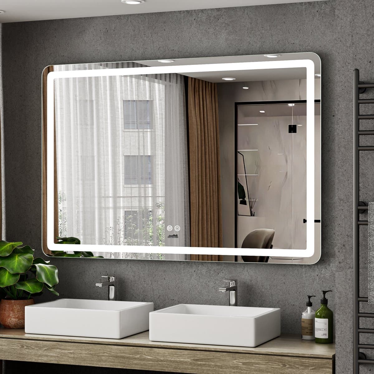 Cityline Badkamer spiegel met verlichting en Verwarming - "Bosa" - 80 x 120 cm - LED & Anti-condens - Instelbare lichtkleur - dimbaar - voorzien van touchknoppen