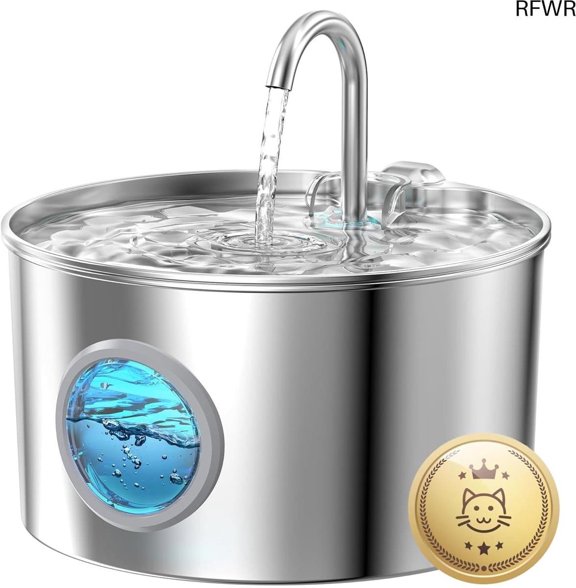 Honden Drinkfontein - Automatische Waterbak - Voor Huisdieren - Stil En Zuinig - 2.2 Liter - Zilver