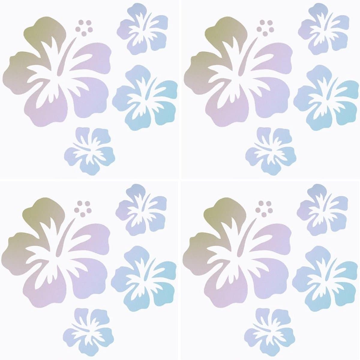 Dailygoods - Dailygoody - Hawaïaanse Hibiscusbloesem-autostickers - Reflecterend - 4 vellen - Zelfklevend - Kleurrijke autoaccessoires - Geschikt voor SUV, laptop