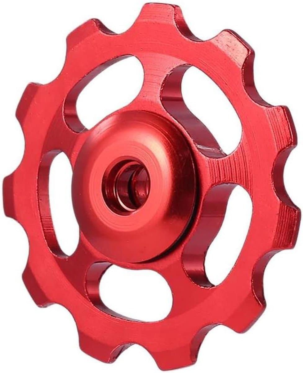 Fiets Gids Rol - Versnelling Pulleys - Fietsen Onderhoud - Aluminium Legering - 4cm Diameter - Rood