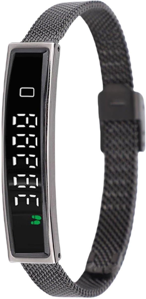 Smart Health Armband - Fitness Tracker - Sporten Analyseren - Visuele Trainingsdata - 5.6mm Dik - Zwart