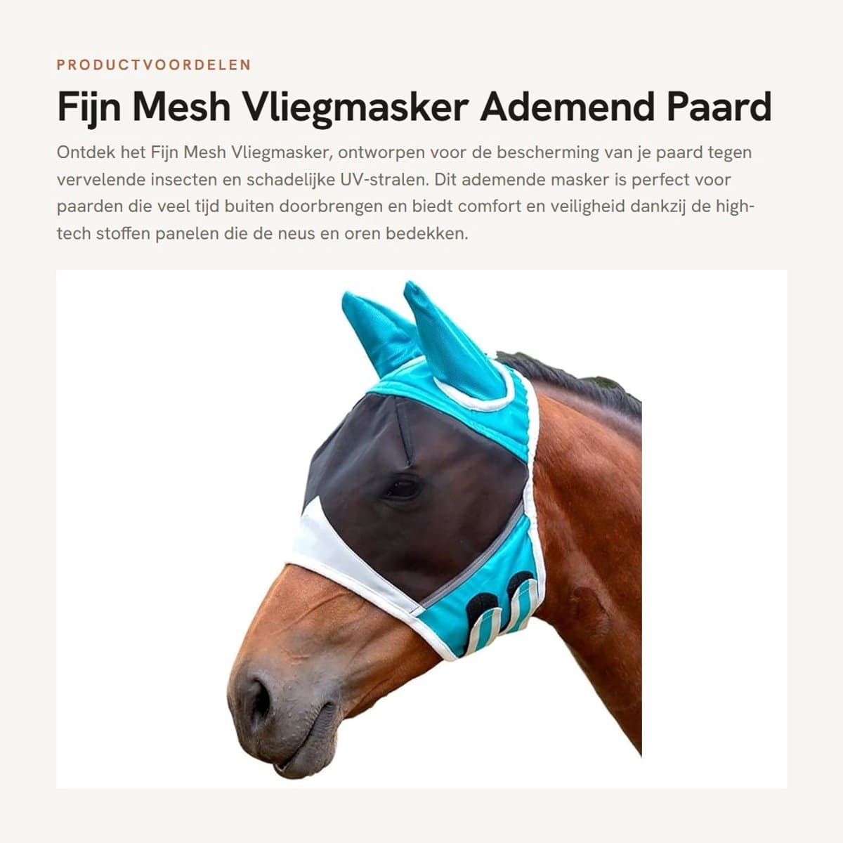 Ademende Vliegendeken voor Paarden met Oortjes - Anti-Muggen Bescherming in Blauw en Wit, Maat L