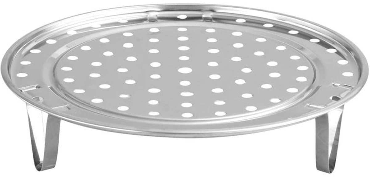 Dailygoods- Stoomrek met Verwijderbare Poot - Ronde Stoomrek - Roestvrij Staal - MESH Ontwerp - 18cm - Duurzaam en Betrouwbaar - Stoommand