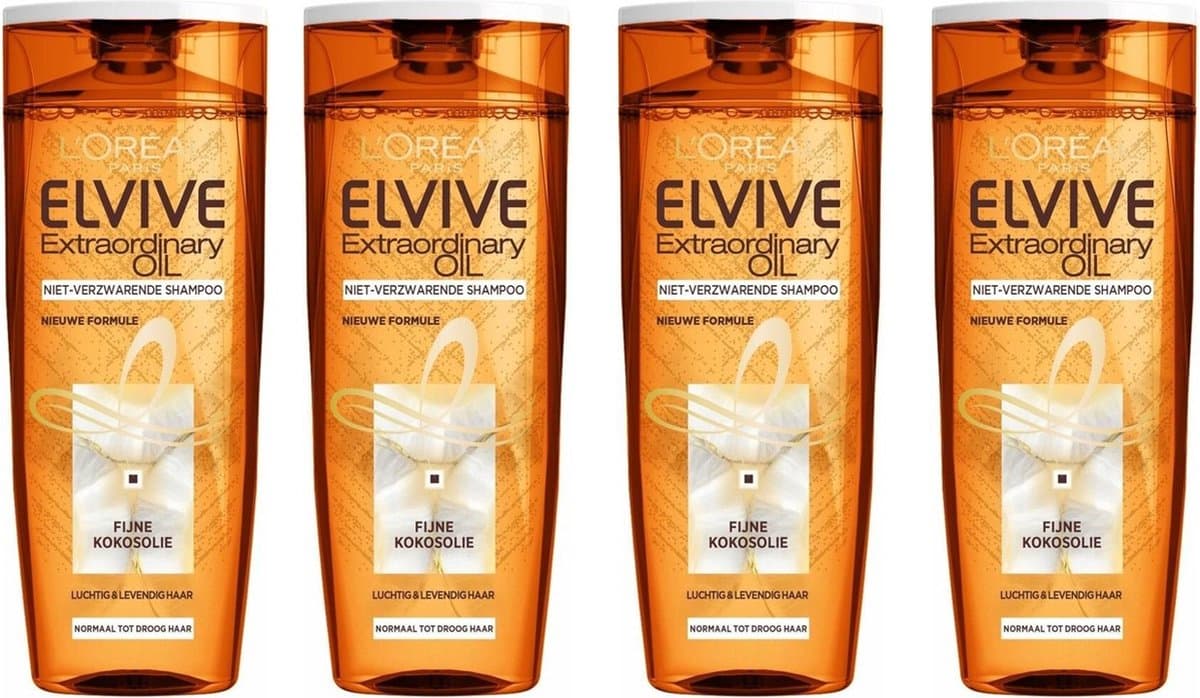 Elvive Shampoo - Extraordinairy Oil Fijne Kokosolie - 4 x 250 ml