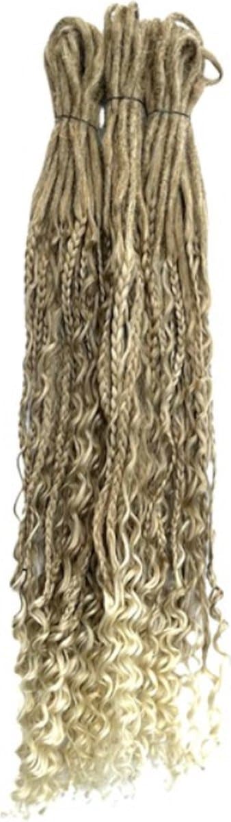 Dreadlocks DE boho box lightbrown to blonde 10 stuks - Gehaakte dreadlocks - Dreadlocks single ended - Dreadlock extensions - Hair extensions - Dreadlock beads – Synthetisch haar